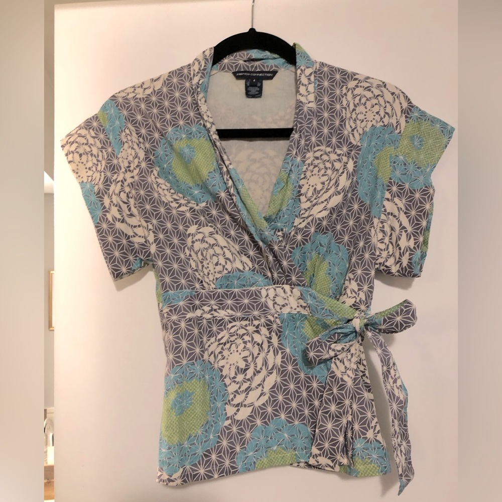French Connection Geometric Kimono Wrap Top 4